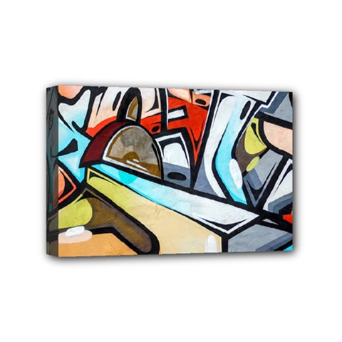 Blue Face King Graffiti Street Art Urban Blue And Orange Face Abstract Hiphop Mini Canvas 6  X 4  (stretched) by genx