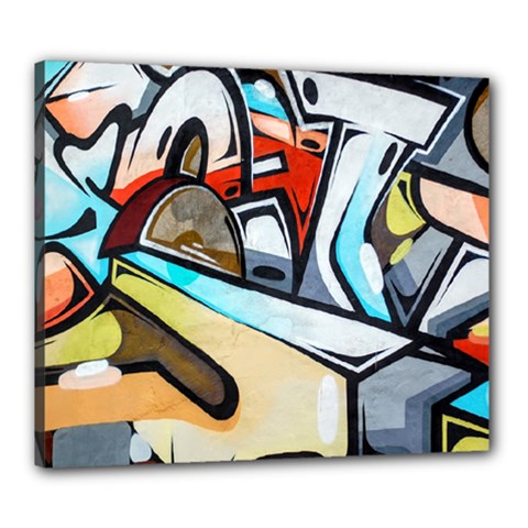 Blue Face King Graffiti Street Art Urban Blue And Orange Face Abstract Hiphop Canvas 24  X 20  (stretched) by genx