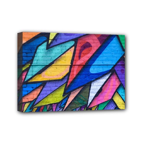 Urban Colorful Graffiti Brick Wall Industrial Scale Abstract Pattern Mini Canvas 7  X 5  (stretched) by genx