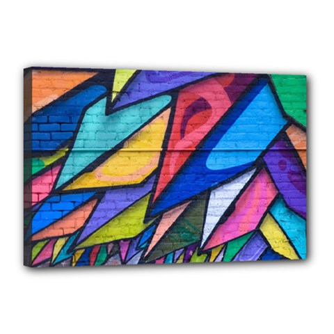 Urban Colorful Graffiti Brick Wall Industrial Scale Abstract Pattern Canvas 18  X 12  (stretched) by genx