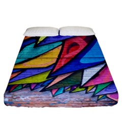 Urban Colorful Graffiti Brick Wall Industrial Scale Abstract Pattern Fitted Sheet (california King Size) by genx