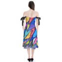 Urban colorful graffiti brick wall industrial scale abstract pattern Shoulder Tie Bardot Midi Dress View2