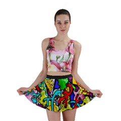 Graffiti Abstract With Colorful Tubes And Biology Artery Theme Mini Skirt by genx