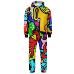 Graffiti Abstract With Colorful Tubes And Biology Artery Theme Hooded Jumpsuit (men)  by genx