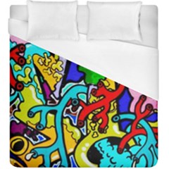 Graffiti Abstract With Colorful Tubes And Biology Artery Theme Duvet Cover (king Size) by genx