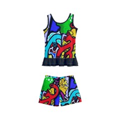 Graffiti Abstract With Colorful Tubes And Biology Artery Theme Kids  Boyleg Swimsuit by genx