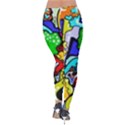 Graffiti abstract with colorful tubes and biology artery theme Velvet Leggings View2