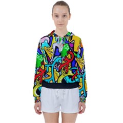 Graffiti Abstract With Colorful Tubes And Biology Artery Theme Women s Tie Up Sweat by genx