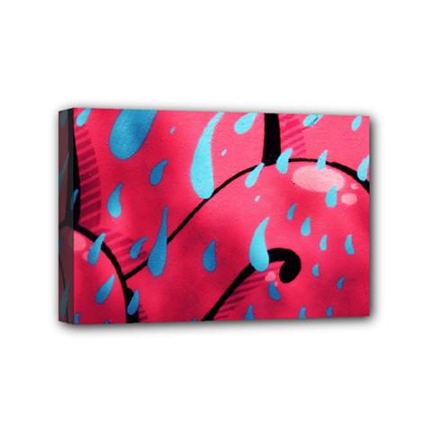 Graffiti Watermelon Pink With Light Blue Drops Retro Mini Canvas 6  X 4  (stretched) by genx