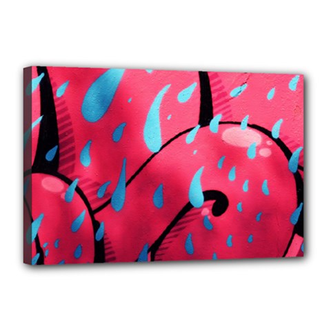 Graffiti Watermelon Pink With Light Blue Drops Retro Canvas 18  X 12  (stretched) by genx