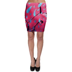 Graffiti Watermelon Pink With Light Blue Drops Retro Bodycon Skirt by genx