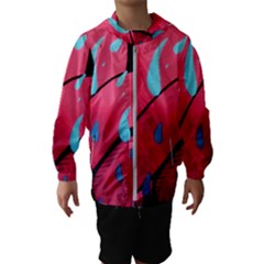 Graffiti Watermelon Pink With Light Blue Drops Retro Hooded Windbreaker (kids) by genx