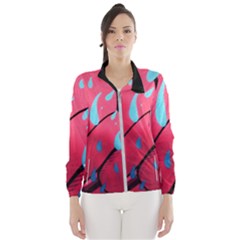 Graffiti Watermelon Pink With Light Blue Drops Retro Windbreaker (women) by genx