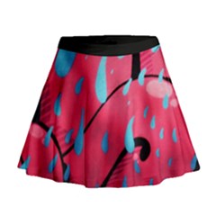 Graffiti Watermelon Pink With Light Blue Drops Retro Mini Flare Skirt by genx