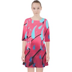 Graffiti Watermelon Pink With Light Blue Drops Retro Pocket Dress by genx