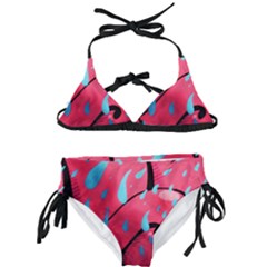 Graffiti Watermelon Pink With Light Blue Drops Retro Kids  Classic Bikini Set by genx