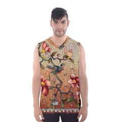 Flower Cubism Mosaic Vintage Men s Basketball Tank Top by Pakrebo