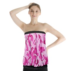 Standard Pink Camouflage Army Military Girl Funny Pattern Strapless Top by snek