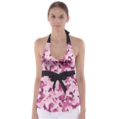 Standard Violet Pink Camouflage Army Military Girl Babydoll Tankini Top by snek