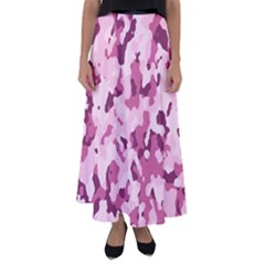 Standard Violet Pink Camouflage Army Military Girl Flared Maxi Skirt by snek