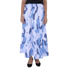 Standard Light Blue Camouflage Army Military Flared Maxi Skirt by snek