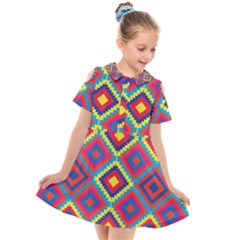 Native American Pattern Kids  Short Sleeve Shirt Dress by Valentinaart