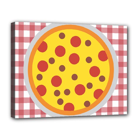 Pizza Table Pepperoni Sausage Canvas 14  X 11  (stretched) by Pakrebo