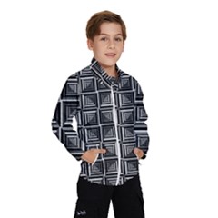 Pattern Op Art Black White Grey Windbreaker (kids) by Pakrebo