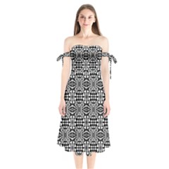 Fabric Design Pattern Color Shoulder Tie Bardot Midi Dress by Pakrebo