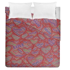 Love Hearts Valentines Connection Duvet Cover Double Side (queen Size) by Pakrebo