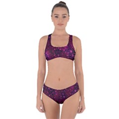 Retro Flower Pattern Design Batik Criss Cross Bikini Set by Pakrebo