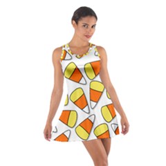 Candy Corn Halloween Candy Candies Cotton Racerback Dress by Pakrebo