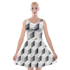 Cube Isometric Velvet Skater Dress by Mariart