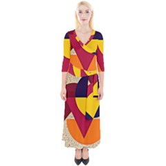 Circle Half Circle Colorful Quarter Sleeve Wrap Maxi Dress by Mariart