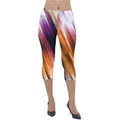 Rainbow Light Lightweight Velour Capri Leggings  by JezebelDesignsStudio