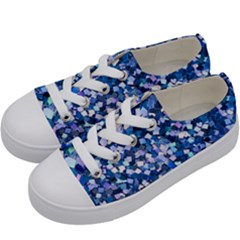 Blue Shimmer - Eco-glitter Kids  Low Top Canvas Sneakers by WensdaiAmbrose