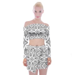 Mandala Line Art Off Shoulder Top With Mini Skirt Set by Mariart