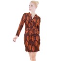 Pattern Leaf Plant Button Long Sleeve Dress View1