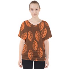 Pattern Leaf Plant V-neck Dolman Drape Top by Mariart