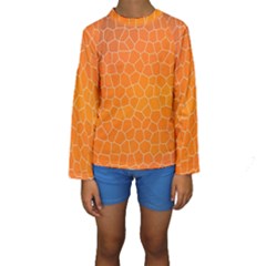 Orange Mosaic Structure Background Kids  Long Sleeve Swimwear by Pakrebo