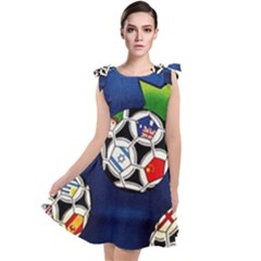 Textile Football Soccer Fabric Tie Up Tunic Dress by Pakrebo