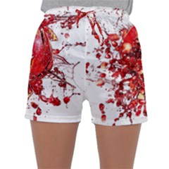 Red Pomegranate Fried Fruit Juice Sleepwear Shorts by Mariart