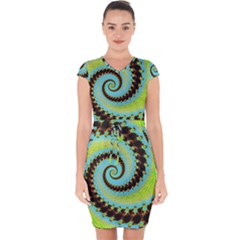 Fractal Julia Mandelbrot Art Capsleeve Drawstring Dress  by Pakrebo