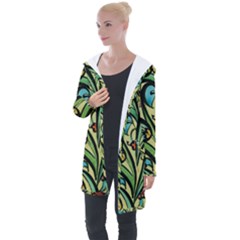 Mosaic Tile Art Ceramic Colorful Longline Hooded Cardigan by Pakrebo