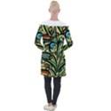 Mosaic Tile Art Ceramic Colorful Longline Hooded Cardigan View2