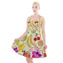 Seamless Pattern Fruit Halter Party Swing Dress  View1