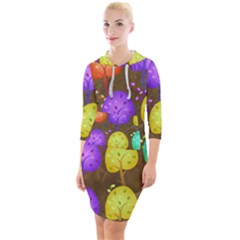 Textured Grunge Background Pattern Quarter Sleeve Hood Bodycon Dress by Mariart