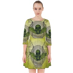 Awesome Creepy Skull With Wings Smock Dress by FantasyWorld7