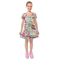 Supersonic Pyramid Protector Angels Kids  Short Sleeve Velvet Dress by chellerayartisans