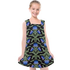 Pattern Thistle Structure Texture Kids  Cross Back Dress by Pakrebo